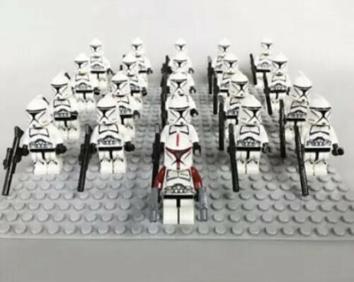 21Pcs Minifigure Star Wars Red&Black Clone Trooper 501st Clone Army Lego Moc