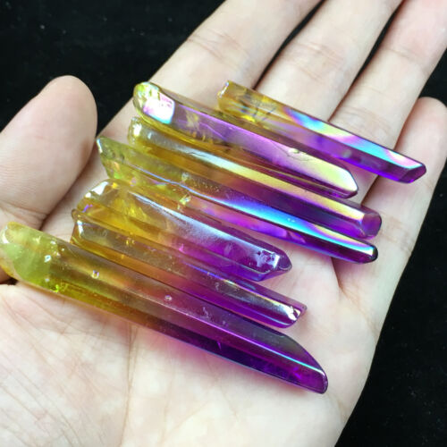 1Kg AB colours titanium rainbow aura lemurian quartz crystal point  H216
