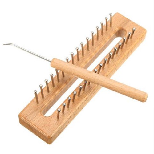 Handmade 32 Pins Wooden Knitting Loom Board Fine Gage Loom Hook+Needle Kit Hot
