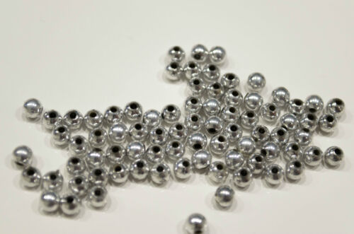 50 Perle Acrylique Couleur argente 5mm Brillant Creation bracelet bijoux collier