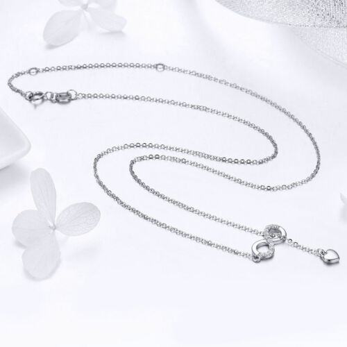 925 Sterling Silver Charm Collier Infinity Amour Avec Zircone Cubique élégant femme bijoux