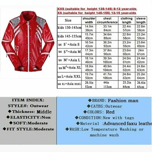 Men Women Kids Michael Jackson Costume Billie Jean-Beat It-Thriller Jacket Coats