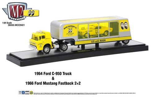 M2 Machines Auto Hauler Mooneyes 1964 C-950 Truck and 1966 Ford Mustang Fastback