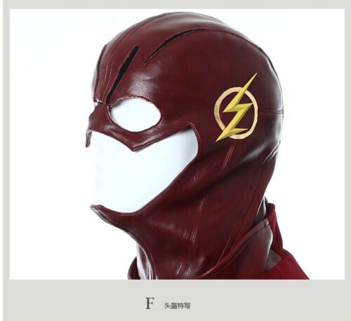 Full Head Red Leather The Flash Cosplay Mask Helmet Masque Party Halloween Adult
