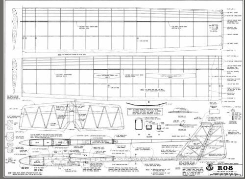 Glider RO8   78/"   two meter Sailplane RC AIrplane Printed Plans /& Templates
