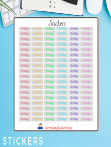 Birthday Sticker Sheets Planner Agenda colors stickers Planner Sticker 