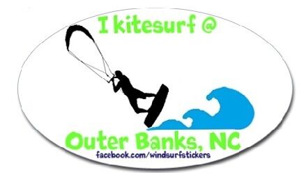 I  Kitesurf @   Outer Banks NC  Bumper//Window Sticker  OVAL 3/" X 5/"
