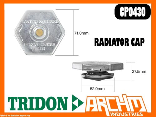 RADIATOR CAP TRIDON CP0430 LARGE BAYONET NON RECOVERY METAL CP 4 PSI 30 KPA 