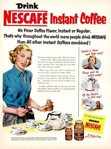 Vintage magazine coffee advert Drink Nescafe Poster reproduction.
