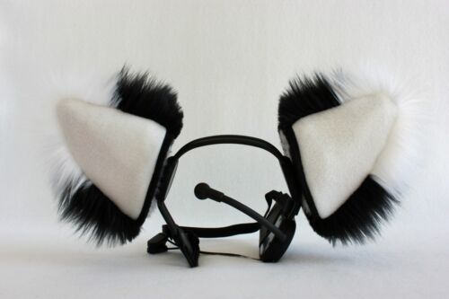 BLACK FOX ears furry kitty cat EAR wolf NECOMIMI COVERS ONLY cosplay anime 