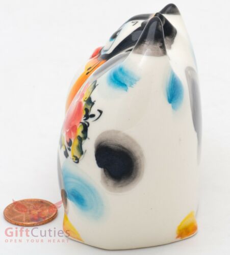 Details about   Cat kitty Collectible Gzhel style Porcelain Figurine hand-painted 