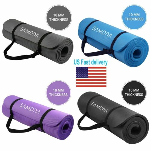 10mm Thick Yoga Mat Exercise Fitness Pilates Camping Gym Meditation Pad Non-Slip