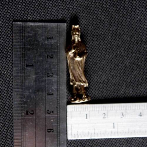Guan Yin Chinese God Lucky Amulet Brass Statue Figurine
