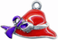 Red Floppy Hat with Purple Bow 22mm Silver Plated Traditional Charm 1pc