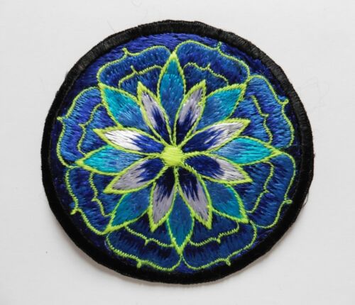 Lotus Flower Round Sew On Patch Various Colours 8 cm Nepalese Made 