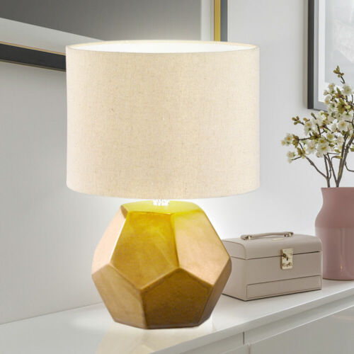 Table de nuit Céramique Lampe Cuivre chambre textile appoint Lampe Beige 
