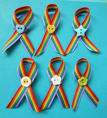 LGBTQ Ribbon Brooch LGBT Rainbow Gay Lesbian Pride Badge Pin Choice Handmade 