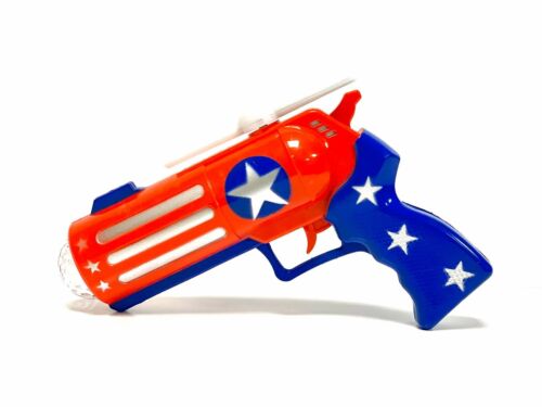 CAPTAIN AMERICA INSPIRED LIGHT UP TOY GUN WITH SOUND EFFECTS AND DISCO LIGHT