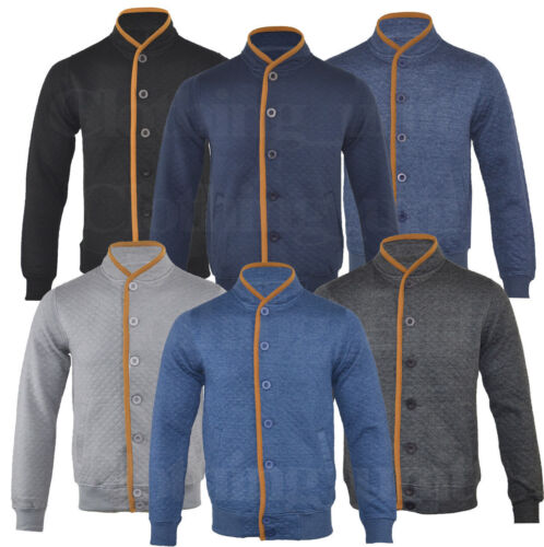 Mens Fashion Quilted Sweatshirt Buttoned Cardigan Top Jacket S-XL 