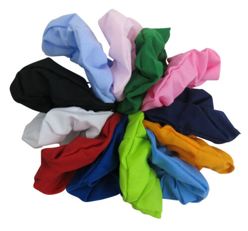 Plain Poly Cotton Hair Tie Scrunchie Colourful Ponytail Holder Fast UK Post