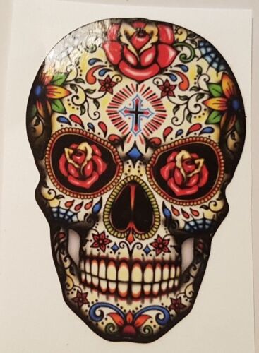 #521 Day of the Dead piments Skull Head 9,5x6 5 cm Autocollant Sticker Autocollant