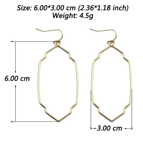 2019 Fashion 4 Couleurs en Alliage de Zinc Cadre Dangle Drop Statement Boucle d/'Oreille pour Femmes