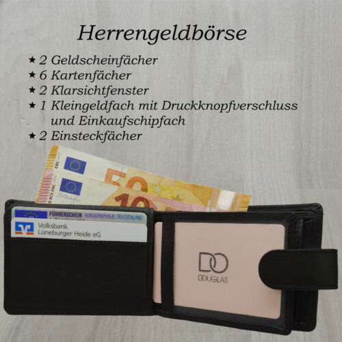 Echt Leder Herren Geldbörse Portemonnaie Brieftasche mit Druckknopfverschluss