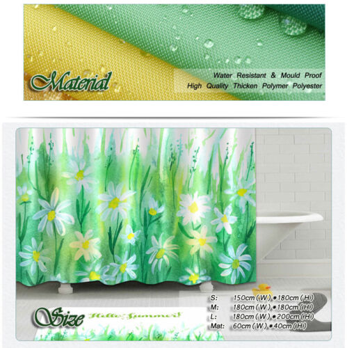Green Folding Waterproof Bathroom Polyester Shower Curtain Liner Water Resistant 