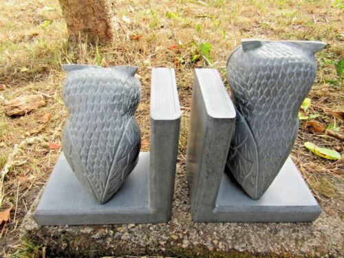 Hand Made Carved Gorara Stone Owl Owlet Book Ends Bookends Holder Display Stand 