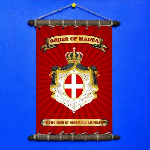 Banner Sticker Pennant Postcard Magnet SET 5in1 Order Of Malta Flag With Motto