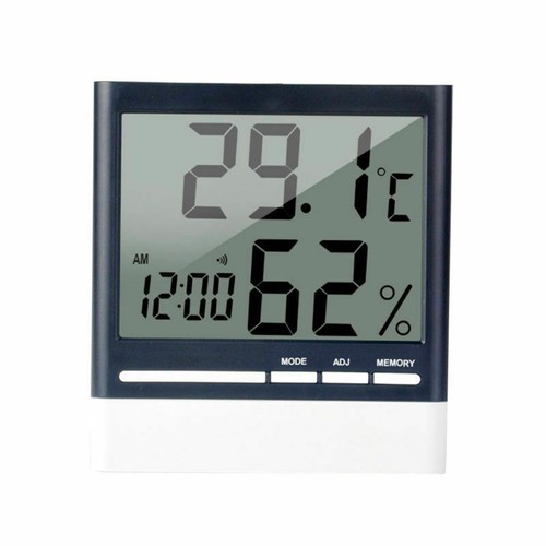 Digital Weiß LCD Innenthermometer Hygrometer Zimmerthermometer Luftfeuchte Uhr