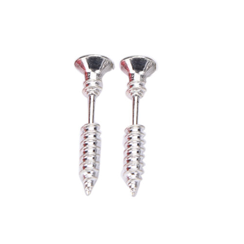 2X Pop Jewelry Punk Style Women's Men's 316L Stianless Steel Screw Stud Earrings 