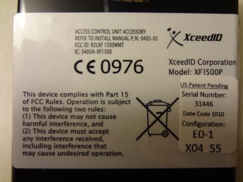XceedID XF1500P 0976 Access Control Unit  Accessory FREE SHIPPING !!!