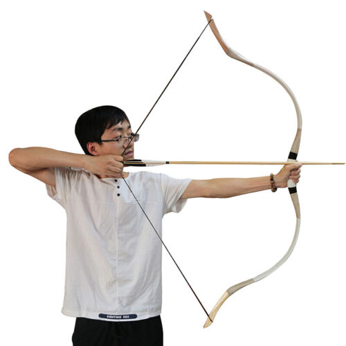 70lb Cow Leather Archery Traditional Recurve Bow Longbow Adult Hunting Target
