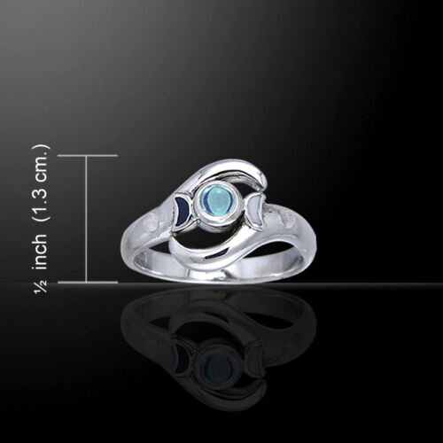 Lunar Tides Sterling Silver Ring Choice Gemstone /& size by Peter Stone unique
