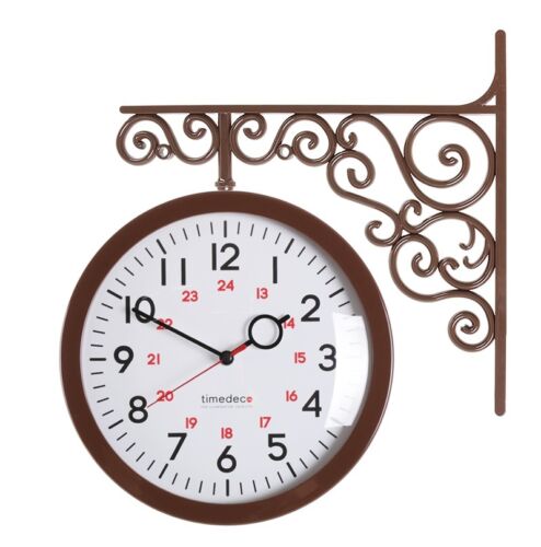 A2Brown Details about   Antique Art Design Double Sided Wall Clock Station Clock Home Decor 