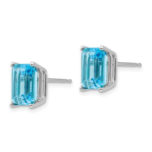 Details about  / 14k 14kt White Gold Emerald Cut Blue Topaz Earrings 9mm X 7mm