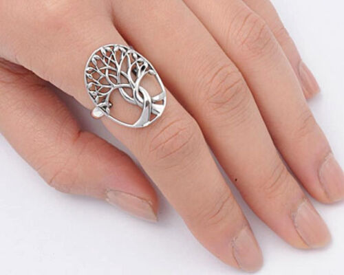 USA vendeur arbre de vie & Leaf ring sterling silver 925 BEST DEAL Bijoux Taille 12 