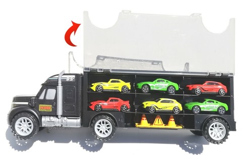 camion GRANDE con 6 MACCHININE auto Maxi Truck Gioco Bambini
