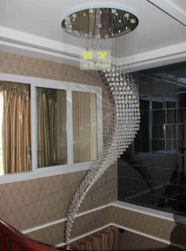 Crystal LED Ceiling Light Stair Chandelier Spiral Villa Pendant Lamp Lighting 