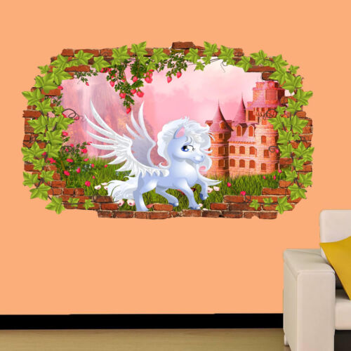 Flowers Princess Castle Unicorn Wall Sticker Ivy Effect Poster Decal Mural RA5
