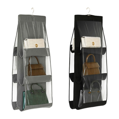 6 Pocket Purse Handbag Storage Bag Holder Closet Organizer Rack Hook Hanger 