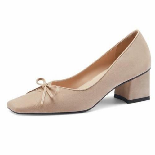 Details about  / New Fashion Women Dress Formal Square Toe Block Heel Comfy Shoes Suede Fabric L