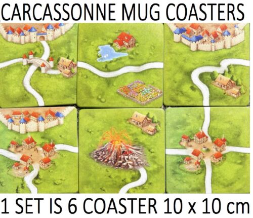 to play on them CARCASSONNE BEER PADS  MUG COASTER SETS GIANT MEEPLE SETS 