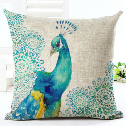 Nordic Peacock Pillow Case Sofa Bedroom Home Decor Throw Linen Cushion Cover 