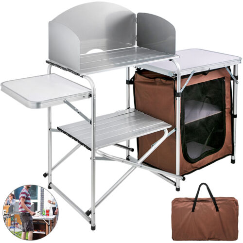 Camping Outdoor Kitchen Camping Cook Table 2-Tier Camping Kitchen Table 