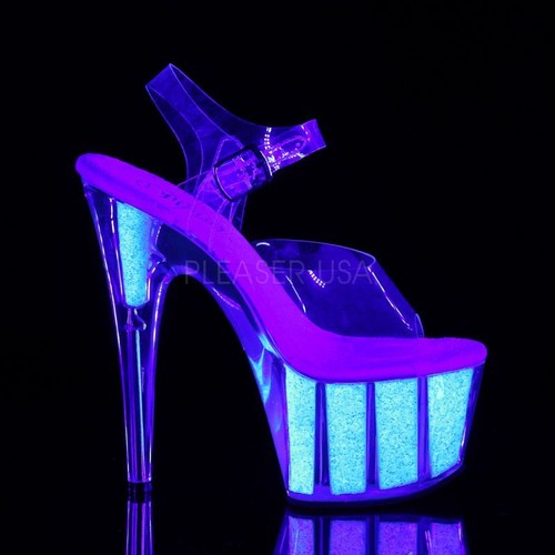 Pleaser Plateau Sandaletten ADORE-708UVG silber Plateau High Heels ADORE-708UVG