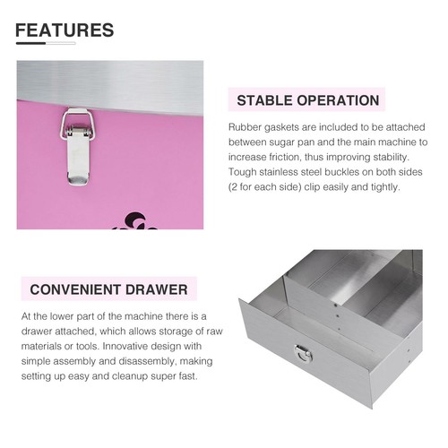 Electric Pink Cotton Candy Machine Candy Floss Maker Party Carnival Commercial