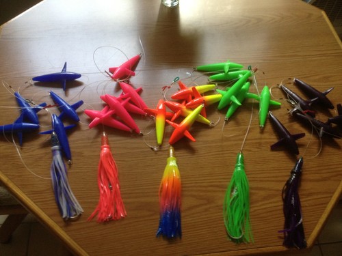 Machine Lure Hook Bait 5 Colors 5/" Tuna Bird Teaser Chain 5 BIRDS !