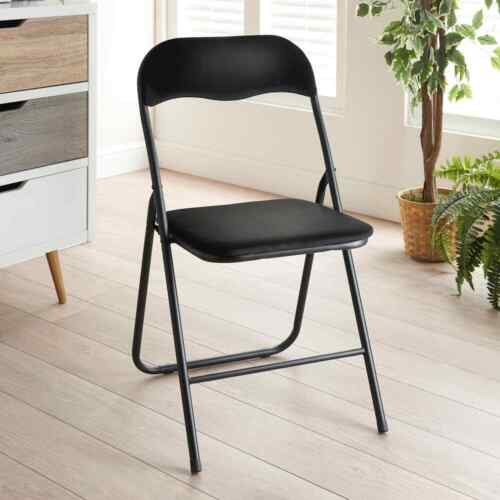 Luxe Velvet Folding Chair Easily Folds Away Compactly For Great Storage Black